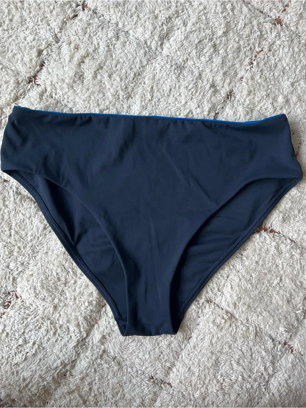 Athleta High Waist Cheeky Tipped Swim Bottom in Color Eclipse/Breaker, Size L